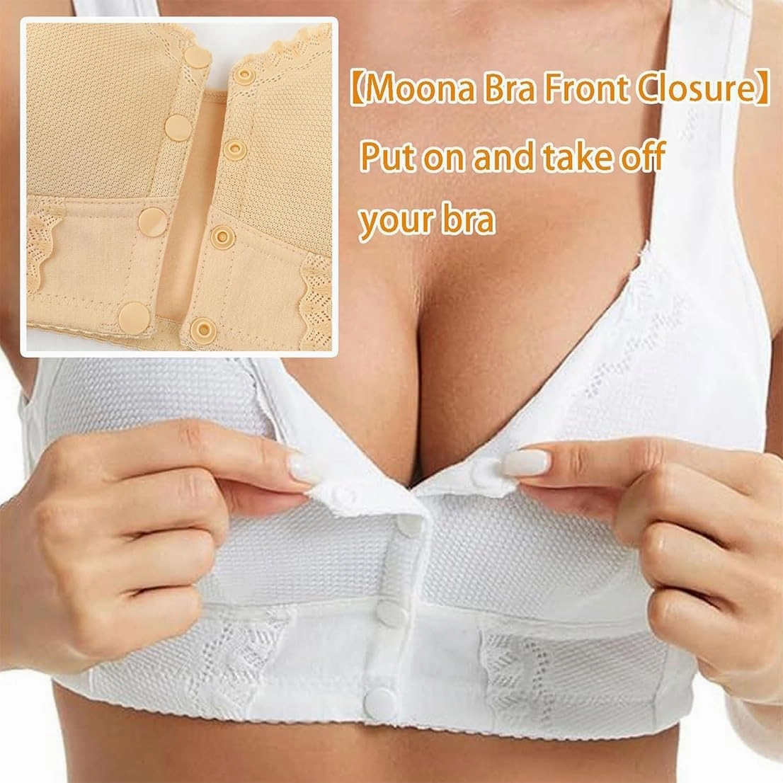 Evybliss Bra, Moona Bra - Front Closure Breathable Bra for Seniors, Moisture-Wicking Seamless Push Up Bra