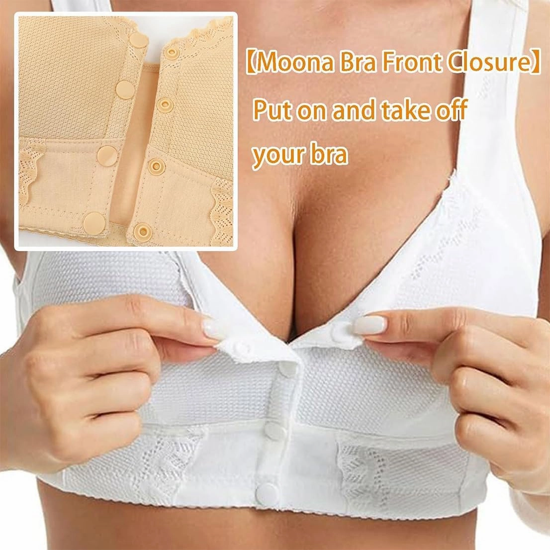 Evybliss Bra, Moona Bra - Front Closure Breathable Bra for Seniors, Moisture-Wicking Seamless Push Up Bra