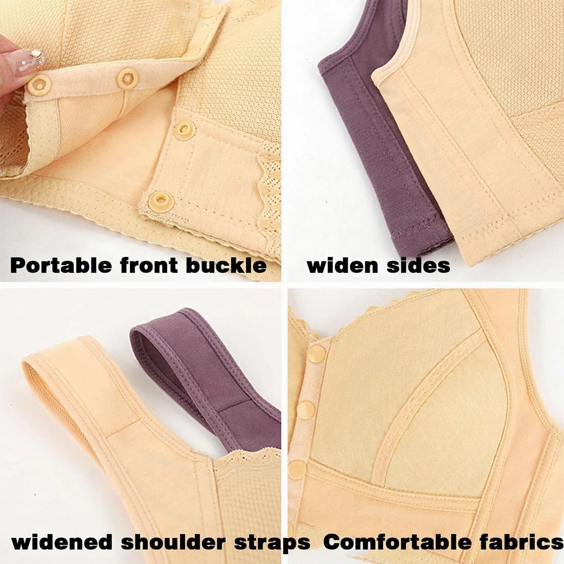 Evybliss Bra, Moona Bra - Front Closure Breathable Bra for Seniors, Moisture-Wicking Seamless Push Up Bra