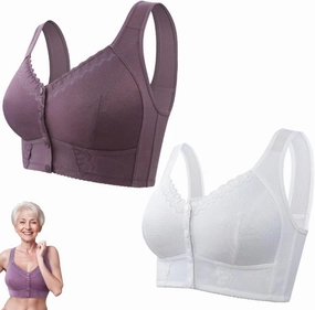 Evybliss Bra, Moona Bra - Front Closure Breathable Bra for Seniors, Moisture-Wicking Seamless Push Up Bra
