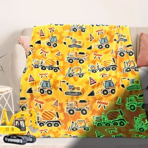 Excavator Blanket Construction Gifts for Kids Glow in The Dark Truck Blanket Soft Tractor Toys Throw Blankets Boys Car Theme Decor Blanket