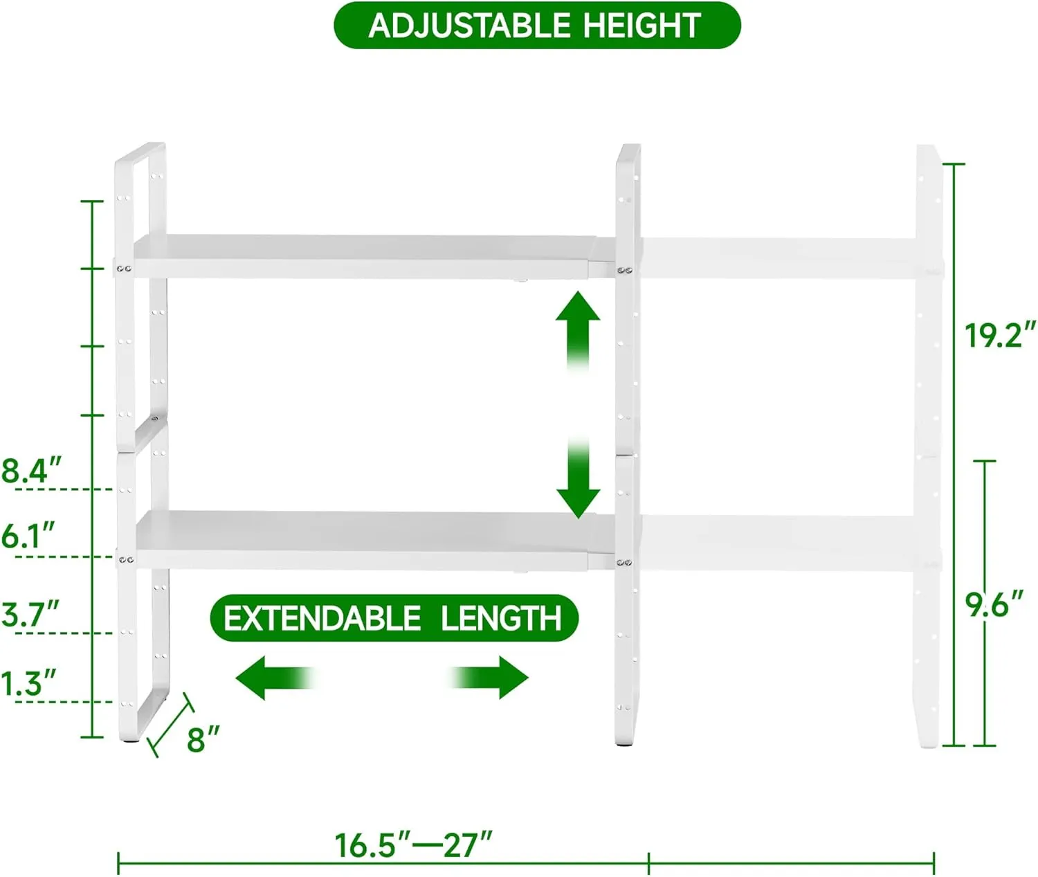 Expandable Cabinet Organizer Shelf, Adjustable Height Organizer Riser for Kitchen Cabinet Spice Rack Locker Pantry Cupboard Under Sink Countertop Desk Organization Metal Stackable Shelves
