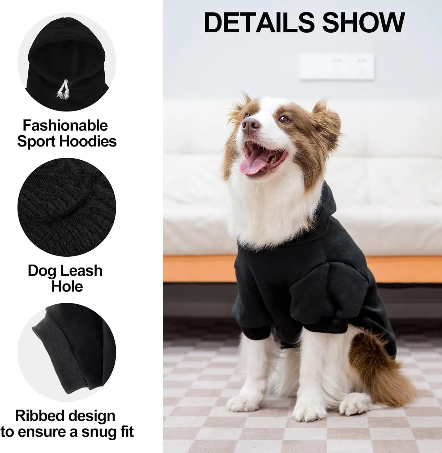EXPAWLORER Dog Hoodies- Fall Soft and Warm Dog Sweatshirt with Leash Hole, Winter Autumn Fleece Pet Clothes with Bitches Love ME Print for Puppy,Cat, Small Medium Large Dogs
