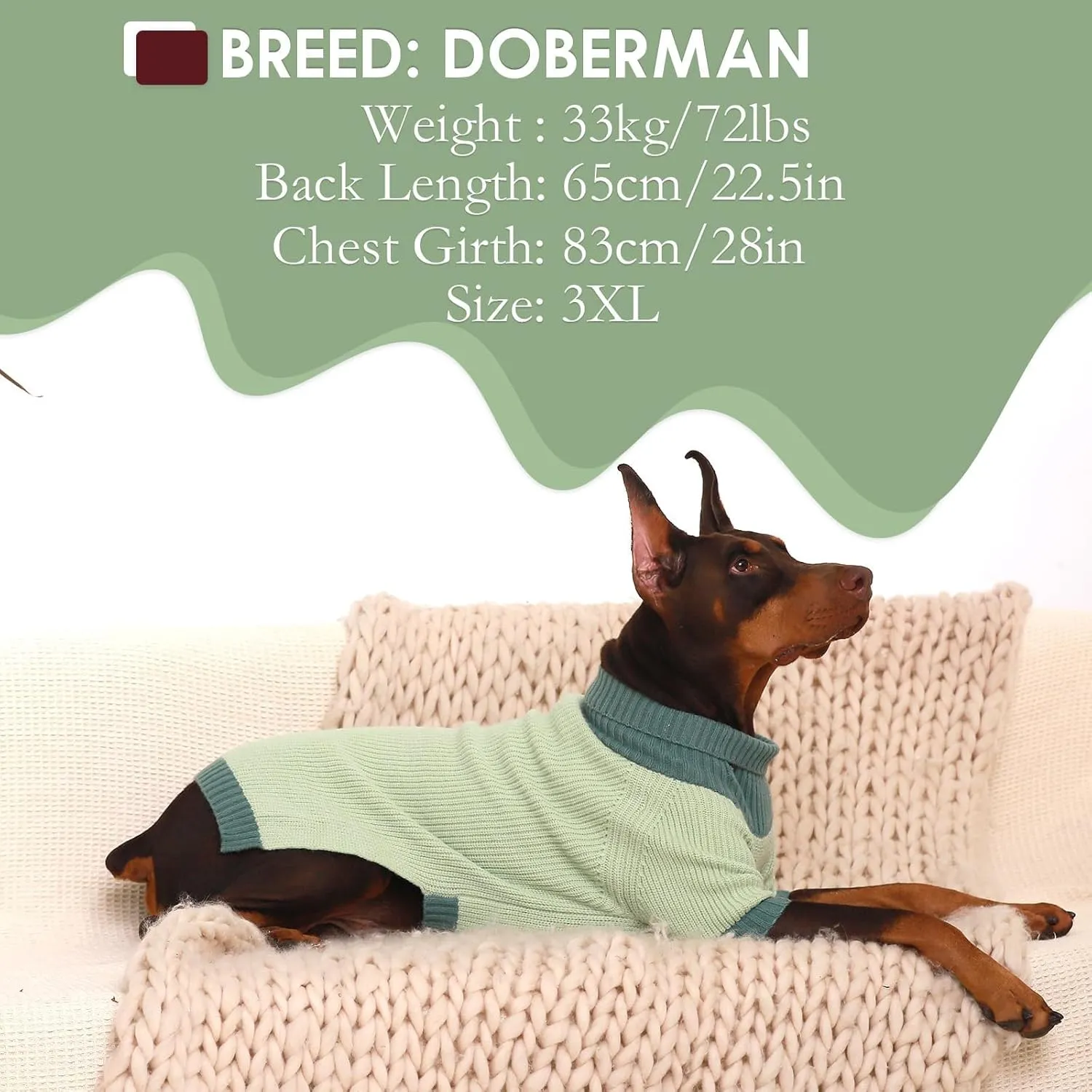 Extra Large Dog Sweater, Warm Dog Clothes with Leash Hole, Christmas Dogs Pullover Sweater for Dogs Boy Girl, Winter Turtleneck Jumper for Rottweiler, Alaskan, Great Dane, Brown 4XL