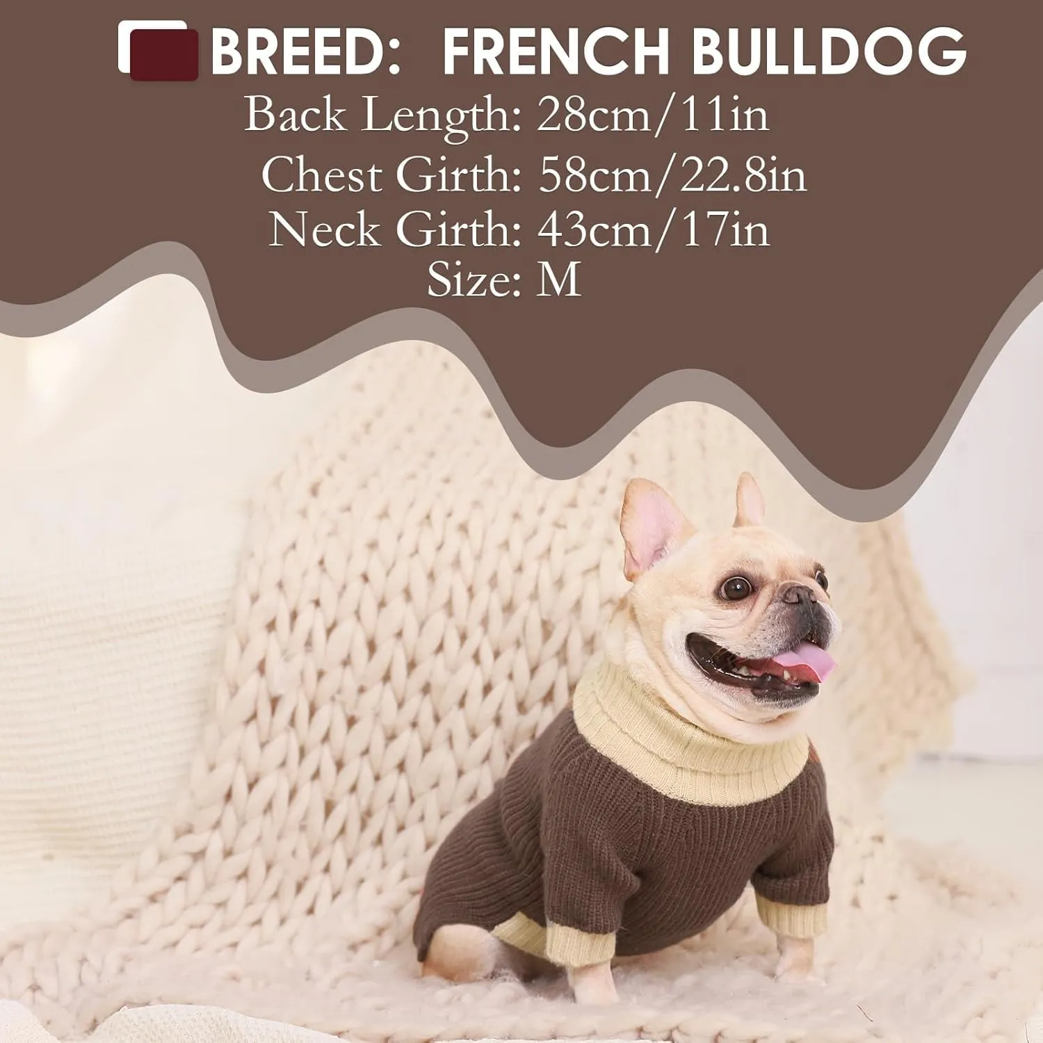 Extra Large Dog Sweater, Warm Dog Clothes with Leash Hole, Christmas Dogs Pullover Sweater for Dogs Boy Girl, Winter Turtleneck Jumper for Rottweiler, Alaskan, Great Dane, Brown 4XL