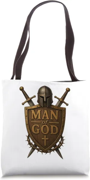 Faithful Warrior Man of God Christian Men Knight Armor Dad Tote Bag