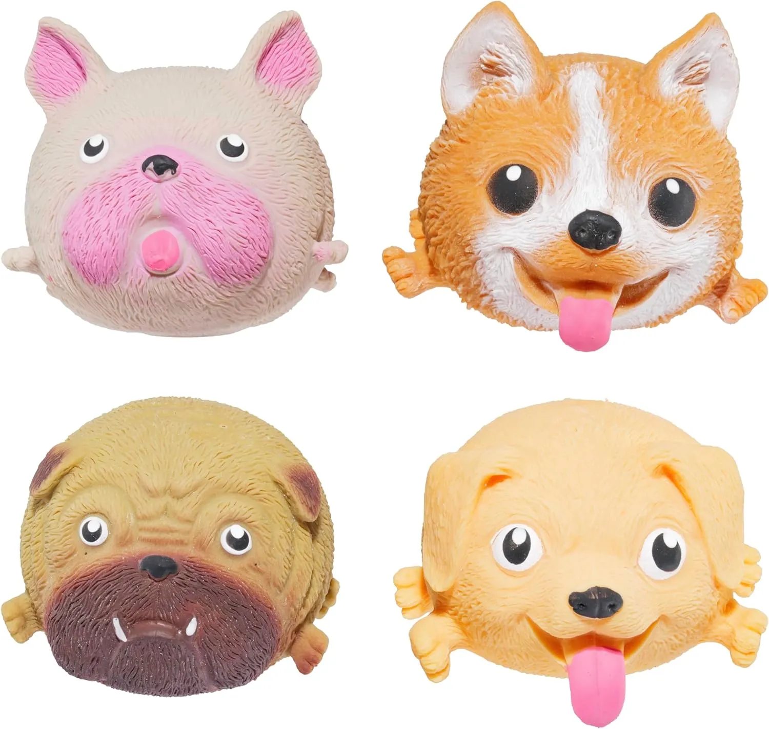 Farm Fresh Skwishy Pups – 4 Pack of Dog Squishy Balls – Soft & Squeezable Sensory Fidget Toy – Includes Pug, French Bulldog, Corgi & Labrador
