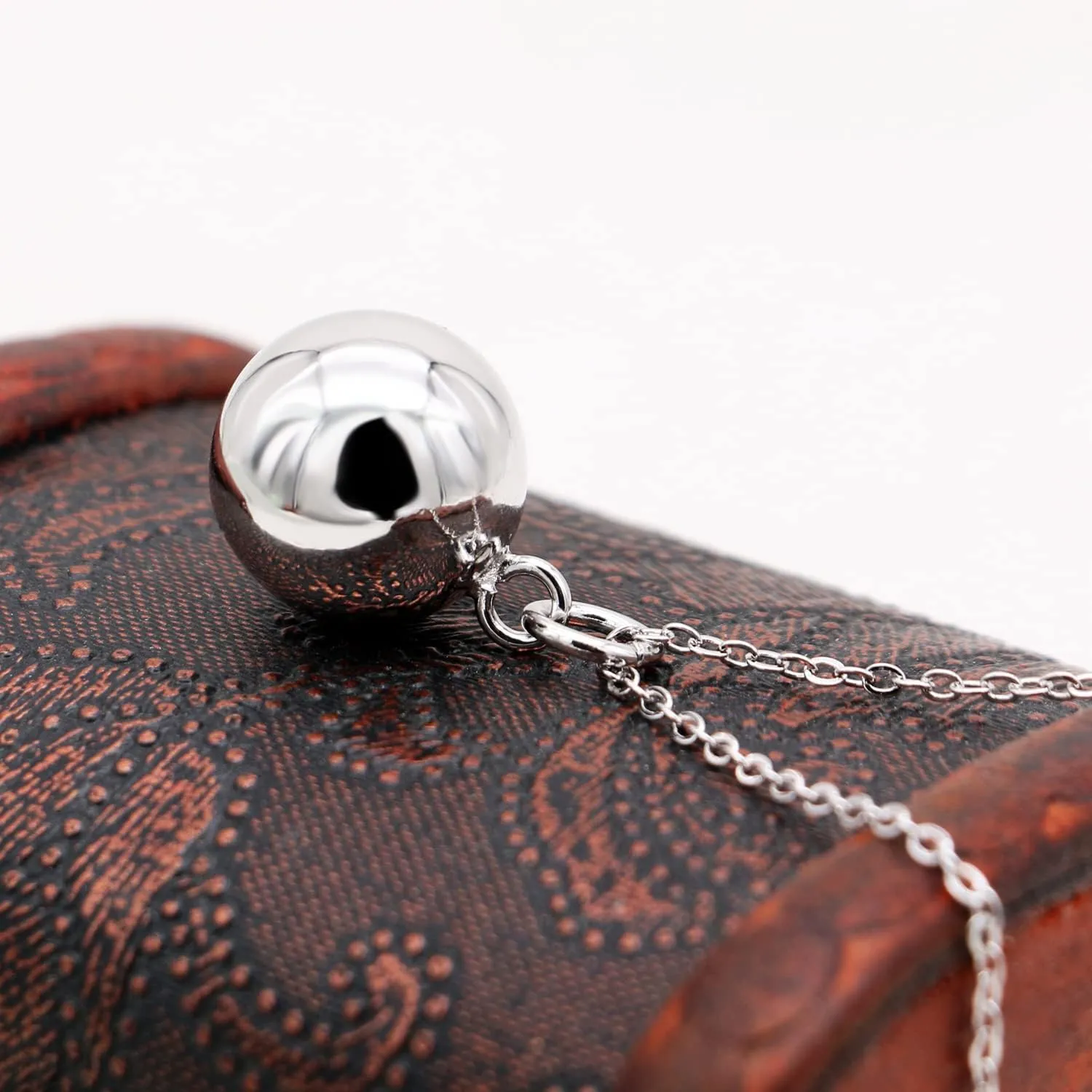 Fashion Silver Harmony Ball Necklace Brilliant Chime Bola 20MM Pendant Choker 18" 20" 22" Beads Chain O-Chain Women Jewelry Gifts For Pet Cats & Dogs