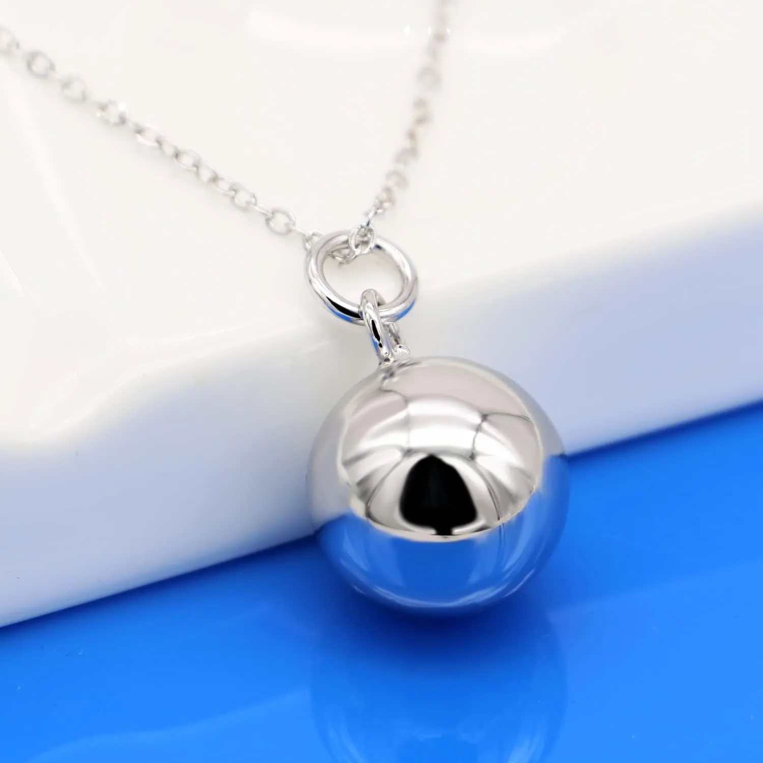 Fashion Silver Harmony Ball Necklace Brilliant Chime Bola 20MM Pendant Choker 18" 20" 22" Beads Chain O-Chain Women Jewelry Gifts For Pet Cats & Dogs