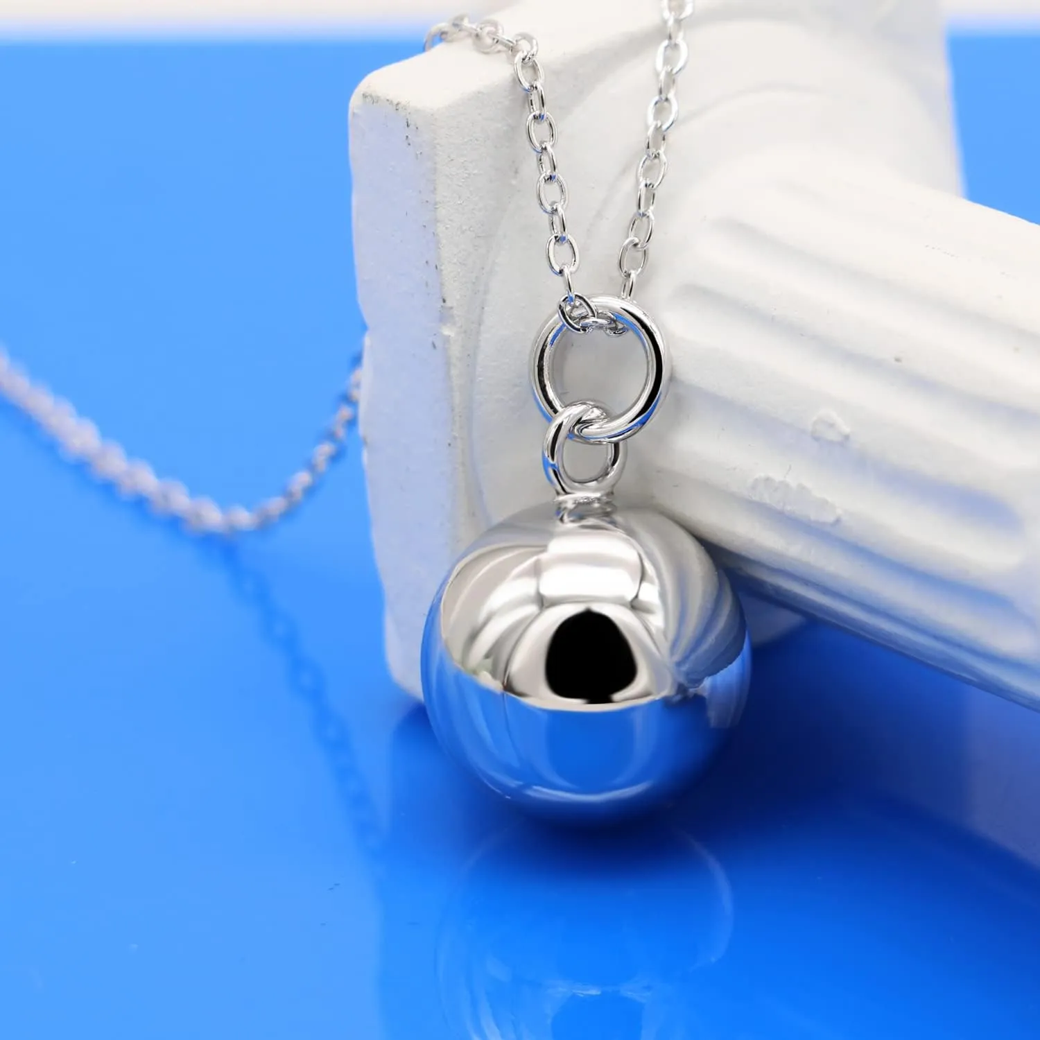 Fashion Silver Harmony Ball Necklace Brilliant Chime Bola 20MM Pendant Choker 18" 20" 22" Beads Chain O-Chain Women Jewelry Gifts For Pet Cats & Dogs