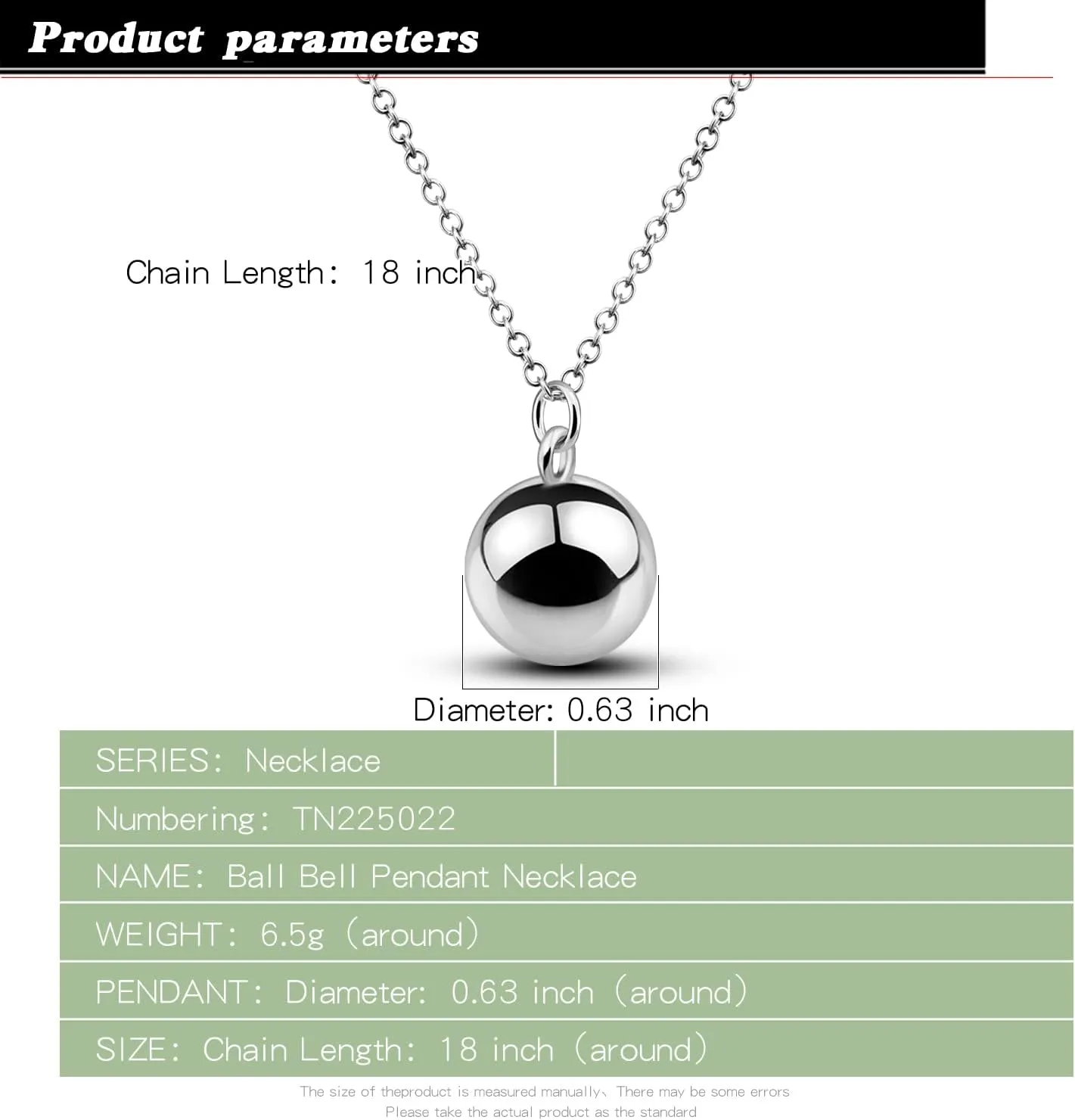 Fashion Silver Harmony Ball Necklace Brilliant Chime Bola 20MM Pendant Choker 18" 20" 22" Beads Chain O-Chain Women Jewelry Gifts For Pet Cats & Dogs
