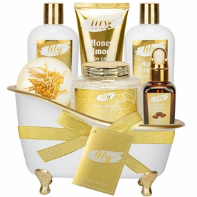 Father's Day Gifts for Dad Men - 7-Piece Honey Almond Spa Gift Set for Women, Bath & Body Gift Set, Bath Gift Set with Bath Bomb | Christmas, Birthday Gifts for Her, All Occasion Holiday Present