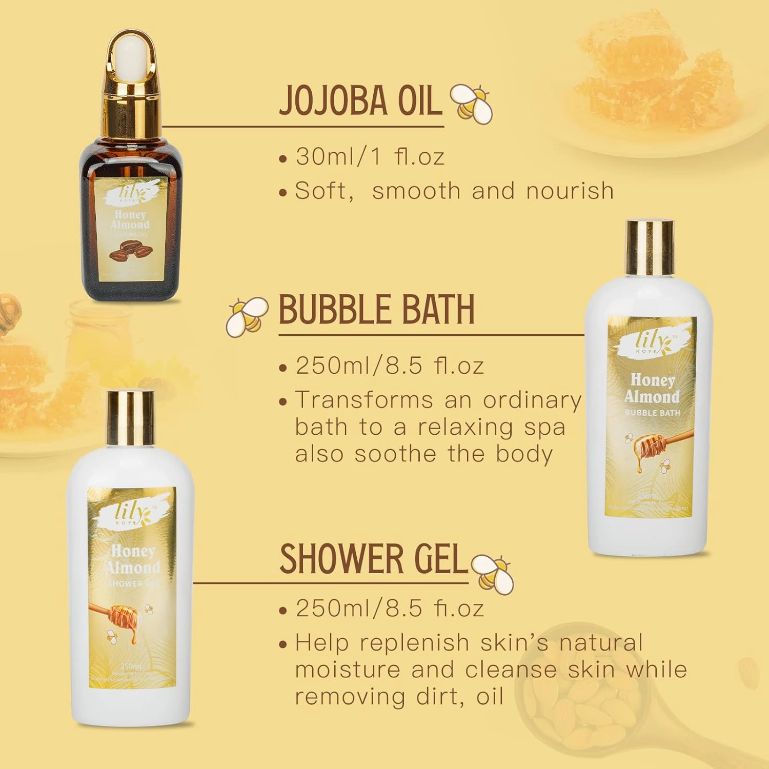 Father's Day Gifts for Dad Men - 7-Piece Honey Almond Spa Gift Set for Women, Bath & Body Gift Set, Bath Gift Set with Bath Bomb | Christmas, Birthday Gifts for Her, All Occasion Holiday Present