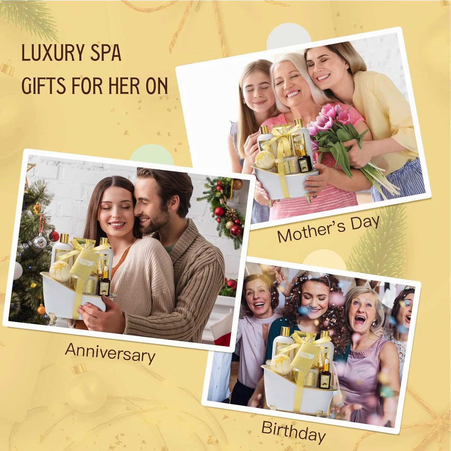 Father's Day Gifts for Dad Men - 7-Piece Honey Almond Spa Gift Set for Women, Bath & Body Gift Set, Bath Gift Set with Bath Bomb | Christmas, Birthday Gifts for Her, All Occasion Holiday Present