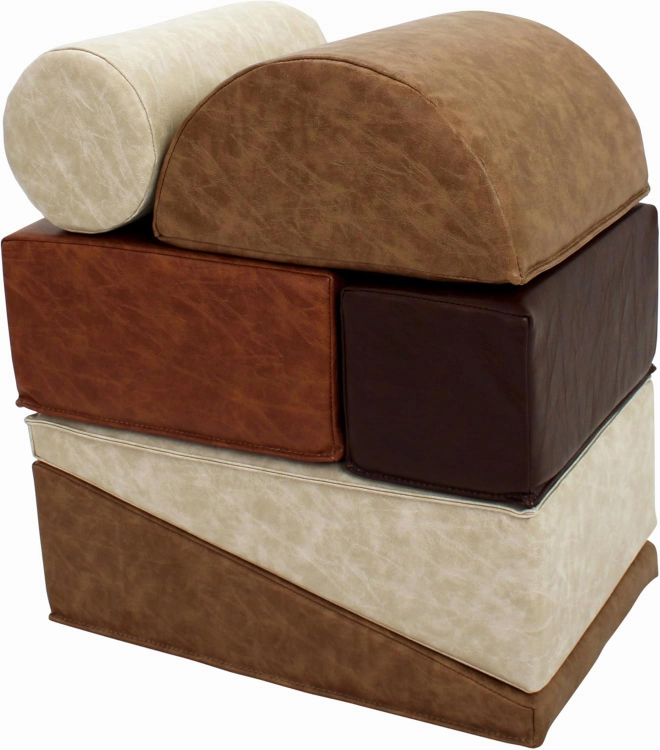 FDP Rustic Toddler Builder Block Set, Neutral Soft Foam Playtime Building Blocks for Infants and Kids; Learn Gross Motor Skills, Great for Home, Daycare, Preschool (12-Piece Set) - Distressed Assorted
