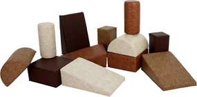 FDP Rustic Toddler Builder Block Set, Neutral Soft Foam Playtime Building Blocks for Infants and Kids; Learn Gross Motor Skills, Great for Home, Daycare, Preschool (12-Piece Set) - Distressed Assorted