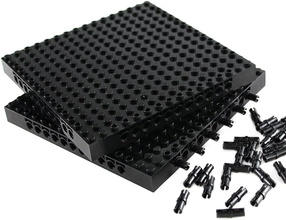 Feleph 18pcs 5" Base Brick 16x16 Black Plate 1/3 with Holes and Pin Pixel Art Painting Classic Blocks Compatible with 65803 3673 Major Plates Brands