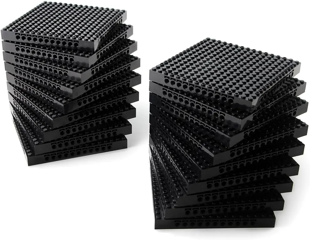 Feleph 18pcs 5" Base Brick 16x16 Black Plate 1/3 with Holes and Pin Pixel Art Painting Classic Blocks Compatible with 65803 3673 Major Plates Brands