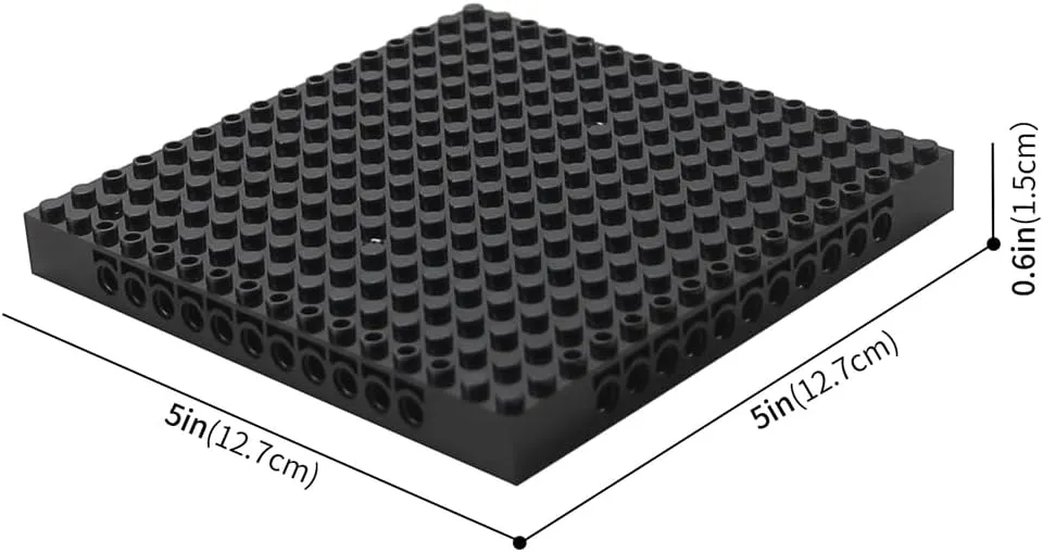 Feleph 18pcs 5" Base Brick 16x16 Black Plate 1/3 with Holes and Pin Pixel Art Painting Classic Blocks Compatible with 65803 3673 Major Plates Brands