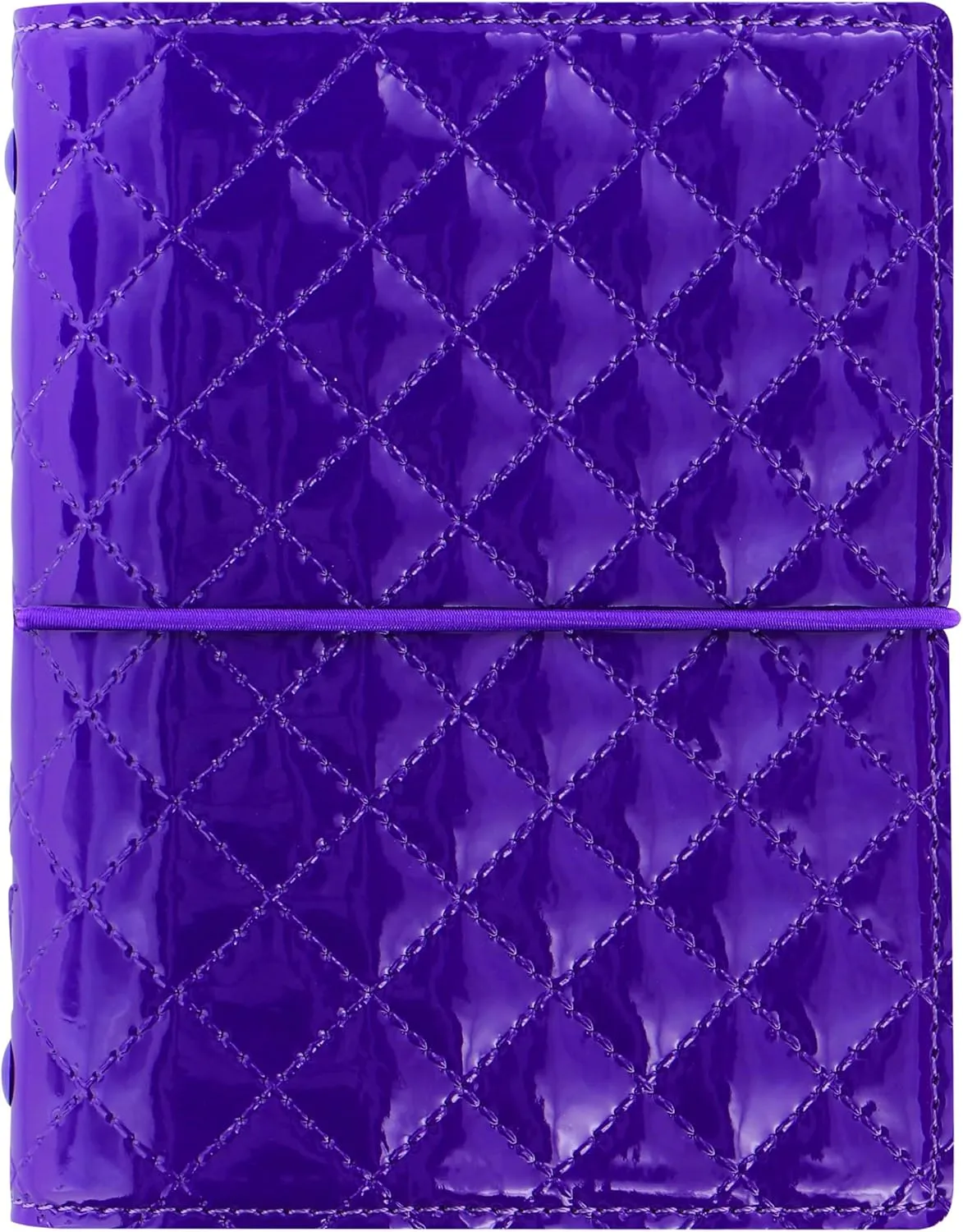 Filofax Domino Luxe Organizer, Pocket Size, Purple - High-Gloss, Quilted Effect, Parisian Inspired, Six Rings, Week-to-View Calendar Diary, Multilingual, 2025 (C027992-25)