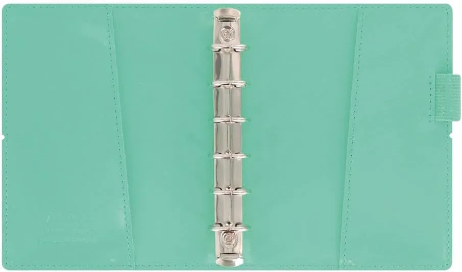 Filofax Domino Patent Organizer, Pocket Size, Turquoise - High-Gloss, Contemporary, Six Rings, Week-to-View Calendar Diary, Multilingual, 2025 (C022513-25)