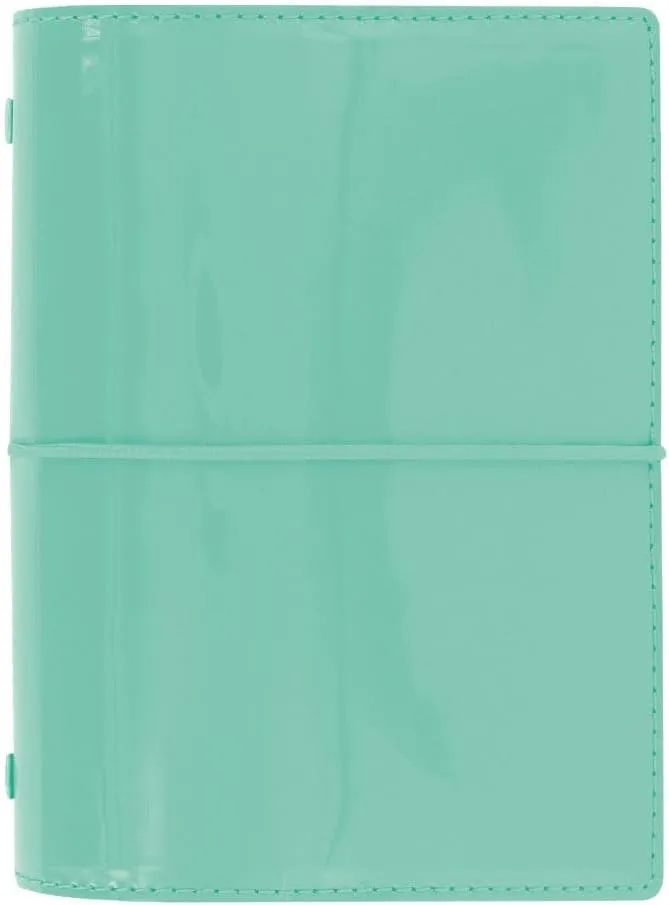 Filofax Domino Patent Organizer, Pocket Size, Turquoise - High-Gloss, Contemporary, Six Rings, Week-to-View Calendar Diary, Multilingual, 2025 (C022513-25)