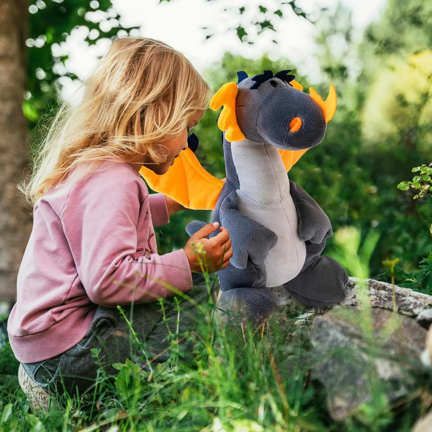 Fire Dragon - Cute Dinosaurs Stuffed Animal Plush Toy - Adorable Soft Dragon Toy Plushies and Gifts - Perfect Present for Kids, Babies, Toddlers (Grey,11.8 inch/30cm)