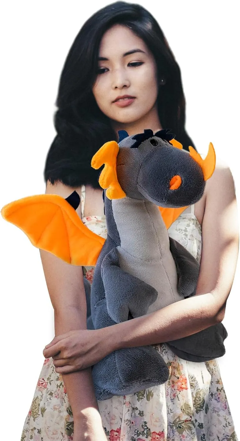 Fire Dragon - Cute Dinosaurs Stuffed Animal Plush Toy - Adorable Soft Dragon Toy Plushies and Gifts - Perfect Present for Kids, Babies, Toddlers (Grey,11.8 inch/30cm)