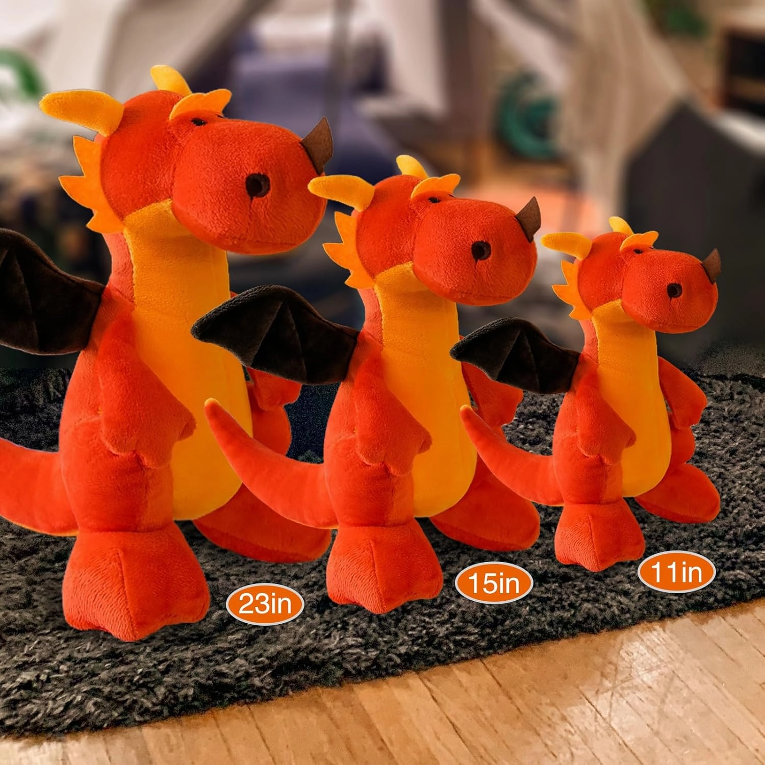 Fire Dragon - Cute Dinosaurs Stuffed Animal Plush Toy - Adorable Soft Dragon Toy Plushies and Gifts - Perfect Present for Kids, Babies, Toddlers (Orange,23.6 inch/60cm)