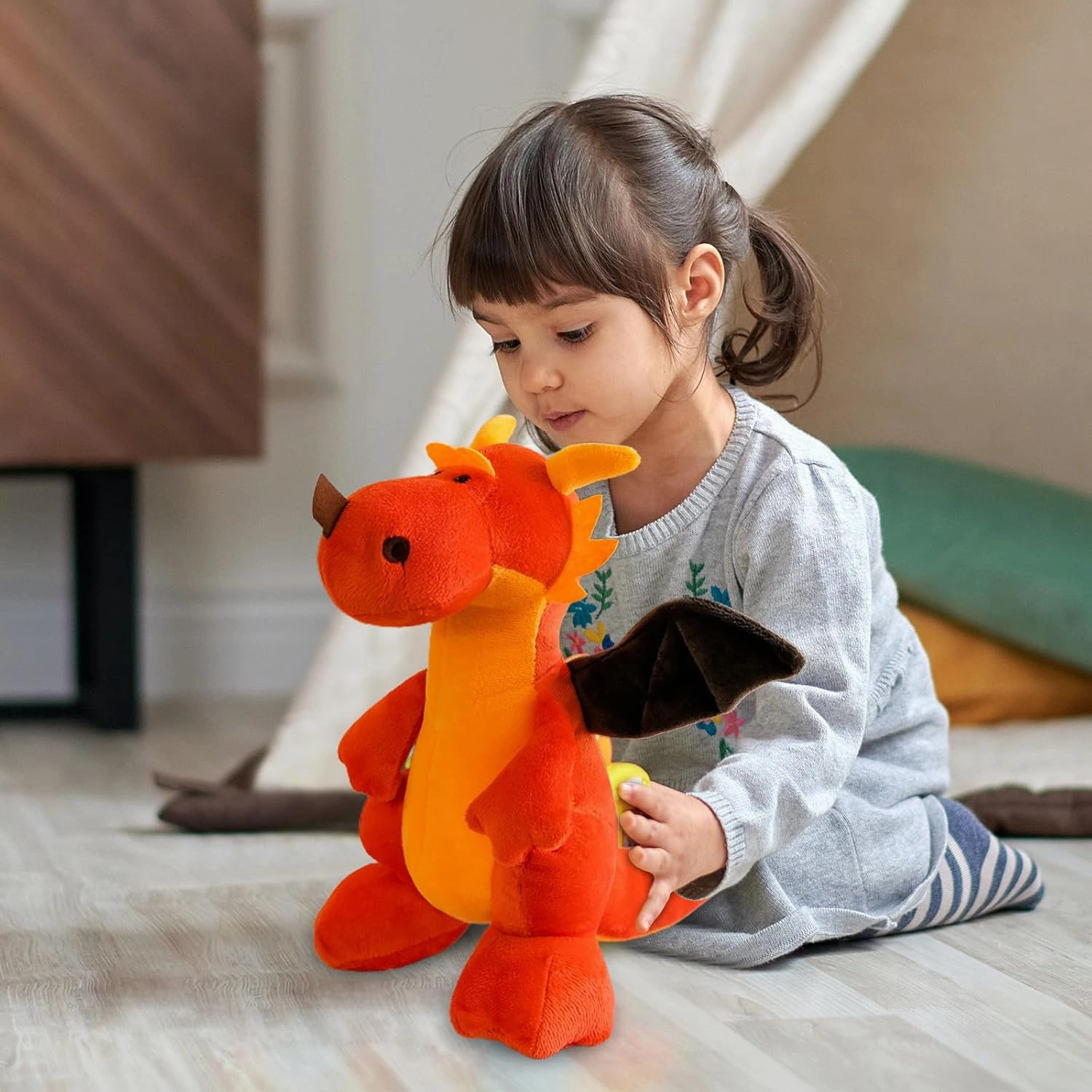 Fire Dragon - Cute Dinosaurs Stuffed Animal Plush Toy - Adorable Soft Dragon Toy Plushies and Gifts - Perfect Present for Kids, Babies, Toddlers (Orange,23.6 inch/60cm)