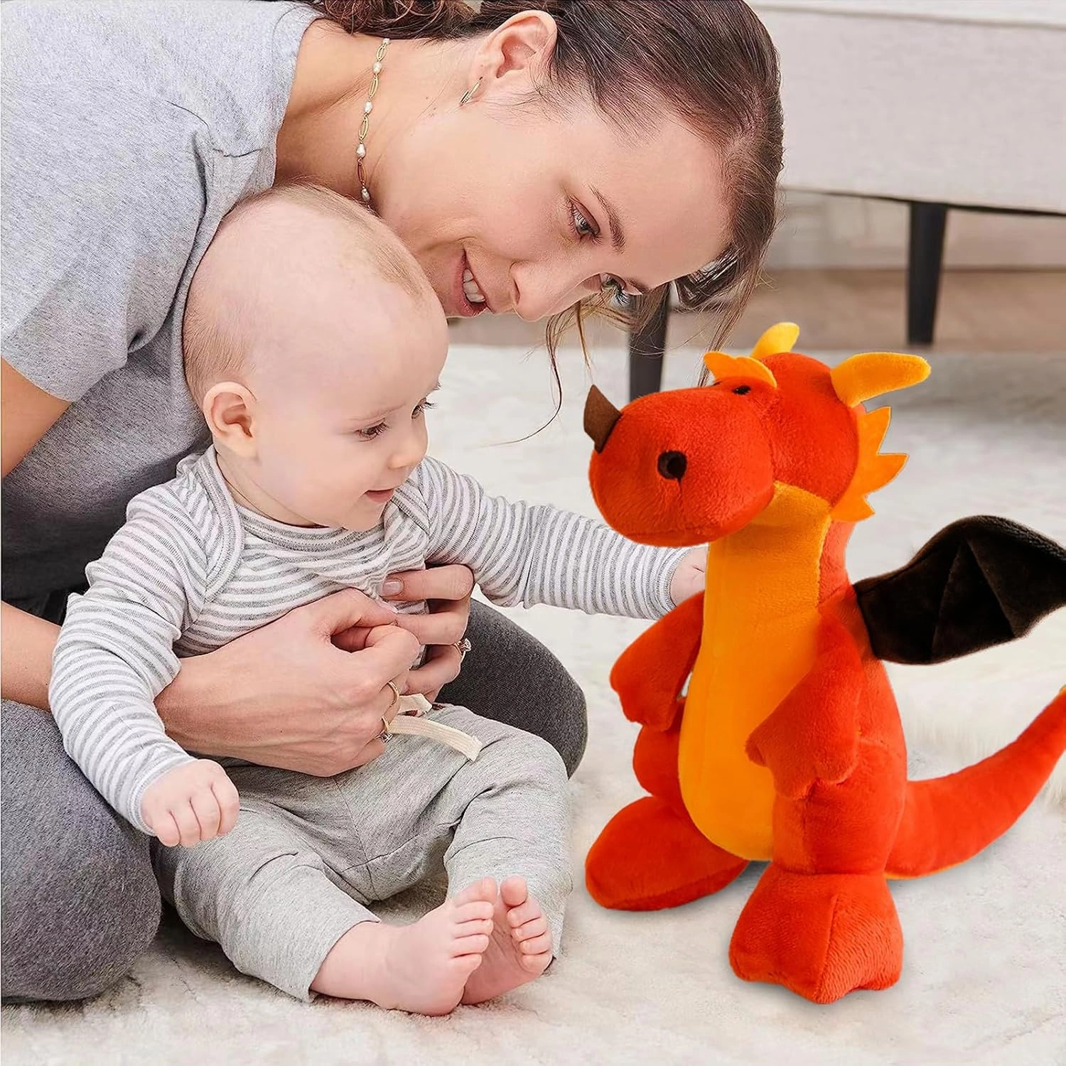 Fire Dragon - Cute Dinosaurs Stuffed Animal Plush Toy - Adorable Soft Dragon Toy Plushies and Gifts - Perfect Present for Kids, Babies, Toddlers (Orange,23.6 inch/60cm)