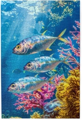 Fish Schools and Corals Jigsaw Puzzles for Adults and Kids 1000 Piece Educational Games Colorful Puzzles for Home Decoration