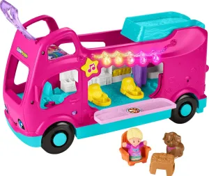Fisher-Price Little People Toddler Toy Barbie Little Dreamcamper RV Playset with Music & Lights for Pretend Play Kids Ages 18  Months