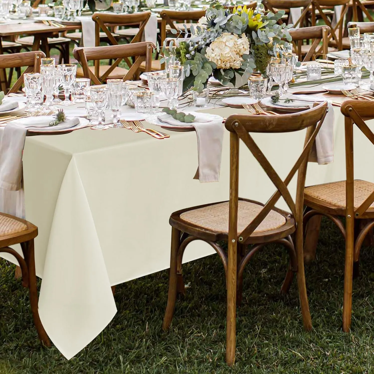 Fitable 8 Pack Table Cloth Rectangle Table: Stain and Wrinkle Resistant Tablecloth Rectangular, Washable Polyester Table Cover for Wedding Party Dining Banquet Event Catering(Ivory, 70x120 Inch)