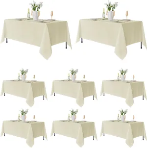 Fitable 8 Pack Table Cloth Rectangle Table: Stain and Wrinkle Resistant Tablecloth Rectangular, Washable Polyester Table Cover for Wedding Party Dining Banquet Event Catering(Ivory, 70x120 Inch)