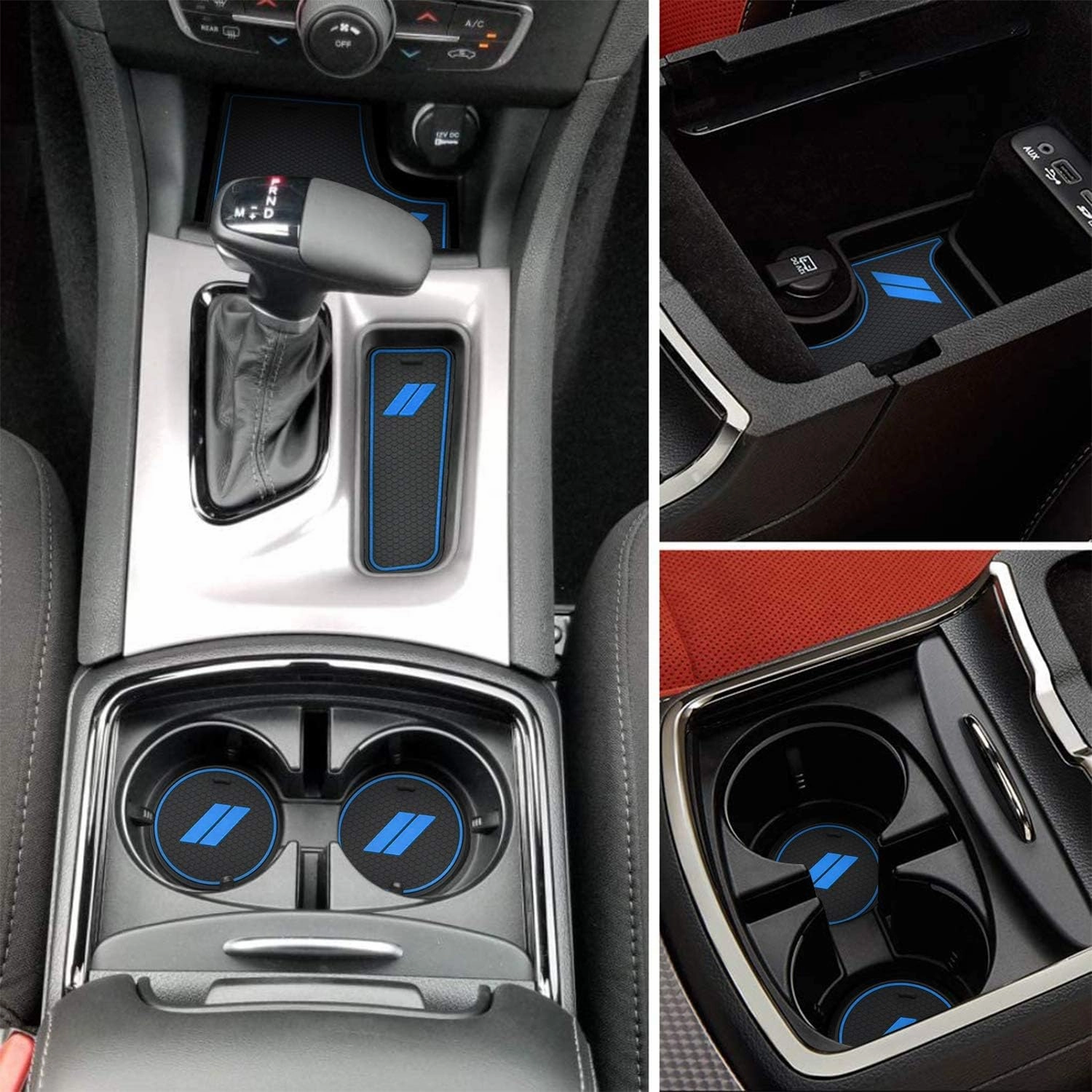 Fits Dodge Charger Accessories 2015-2023, Cup Holder Insert Center Console Shifter Liner Trim Interior Door Pocket Mats Pad (26pcs Set, Blue Trim)