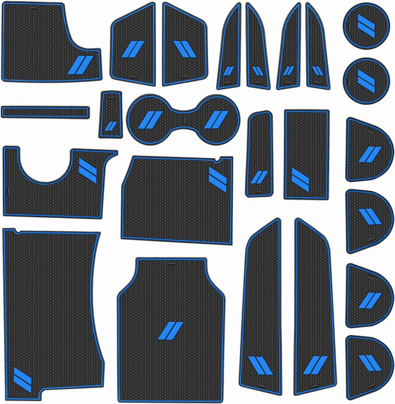 Fits Dodge Charger Accessories 2015-2023, Cup Holder Insert Center Console Shifter Liner Trim Interior Door Pocket Mats Pad (26pcs Set, Blue Trim)