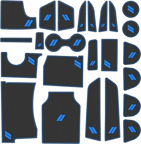 Fits Dodge Charger Accessories 2015-2023, Cup Holder Insert Center Console Shifter Liner Trim Interior Door Pocket Mats Pad (26pcs Set, Blue Trim)