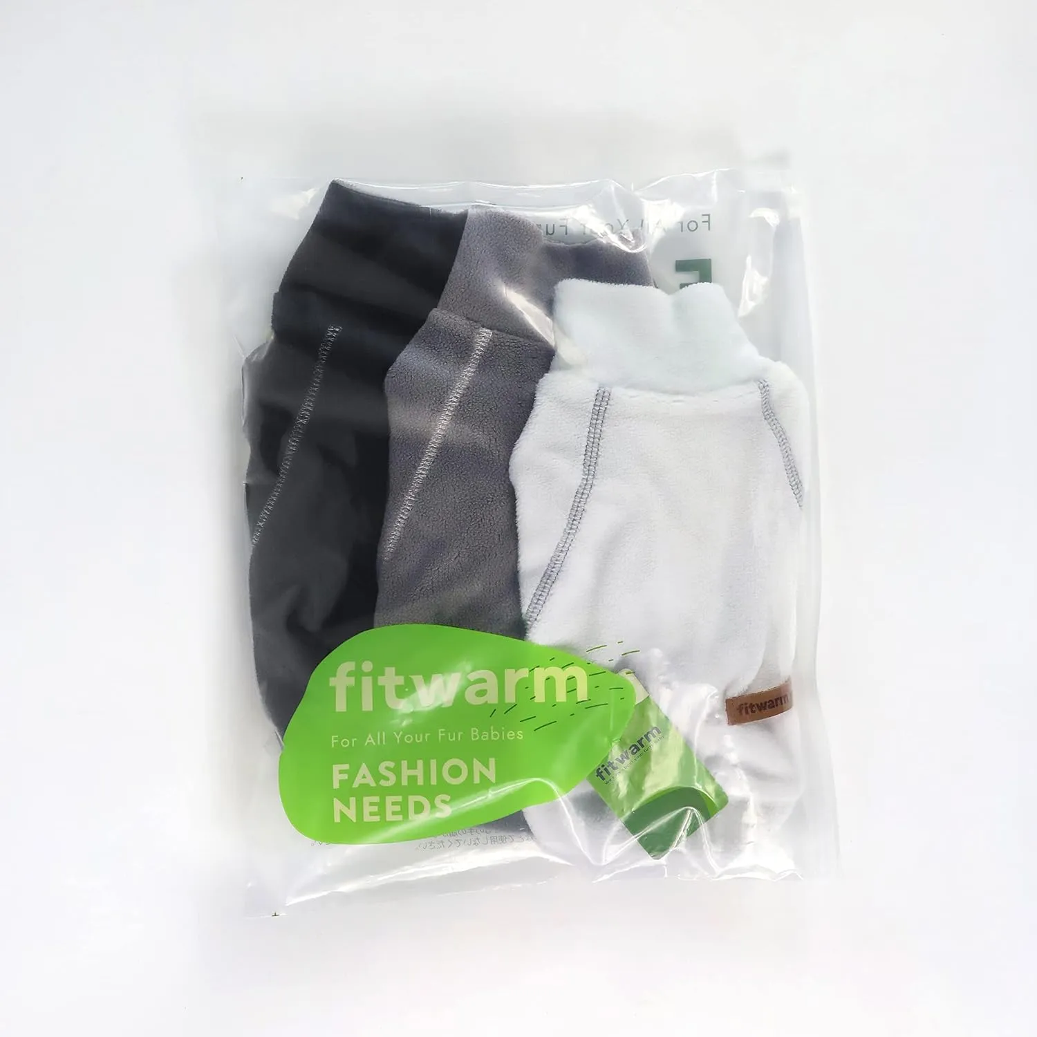 Fitwarm 3 Pack Classic Fleece Dog Sweater, Turtleneck Dog Sweatshirt, Dog Winter Clothes for Small Dogs Boy Girl, Pet Pullover Jumper, Cat Apparel, Black, Grey, White, XL