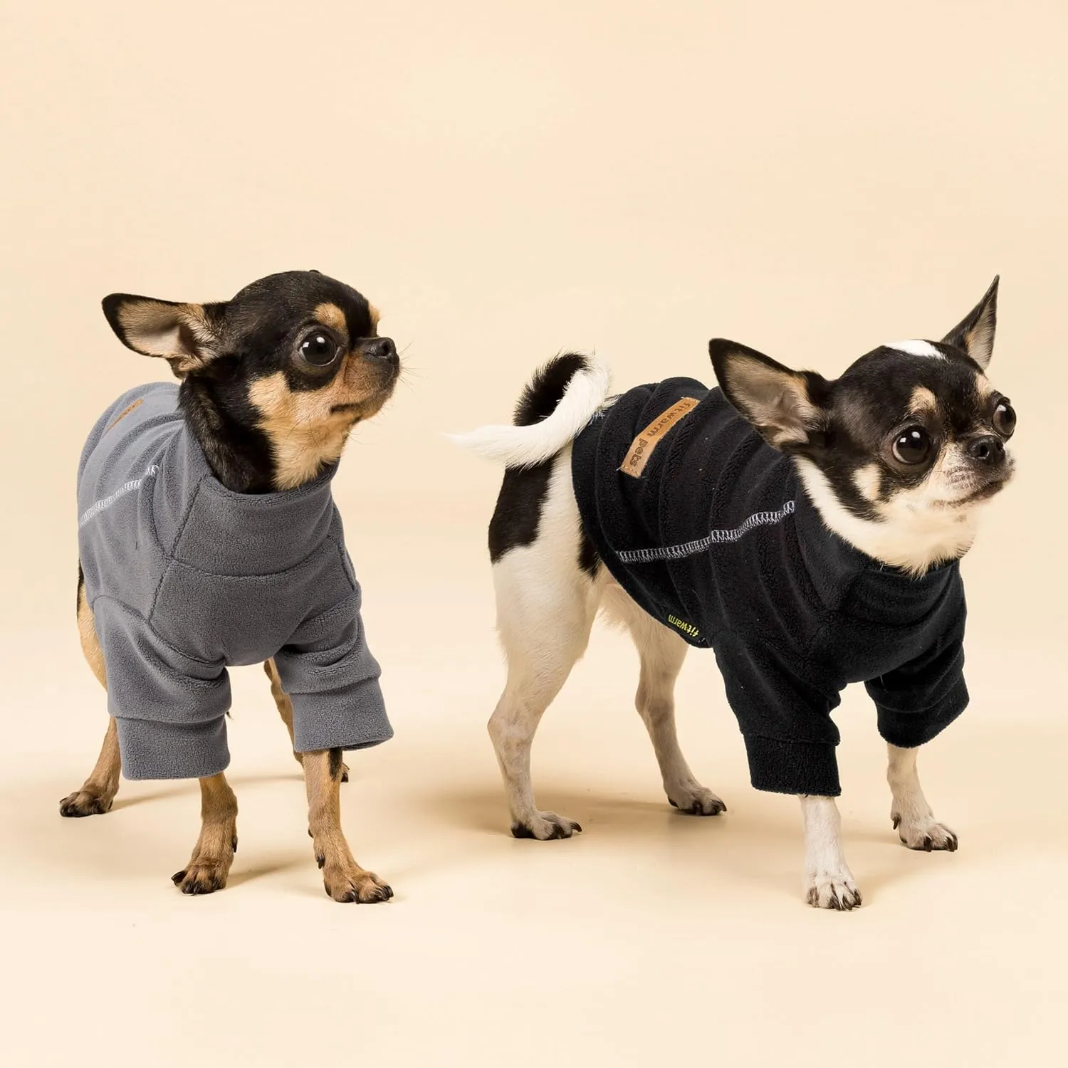 Fitwarm 3 Pack Classic Fleece Dog Sweater, Turtleneck Dog Sweatshirt, Dog Winter Clothes for Small Dogs Boy Girl, Pet Pullover Jumper, Cat Apparel, Black, Grey, White, XL