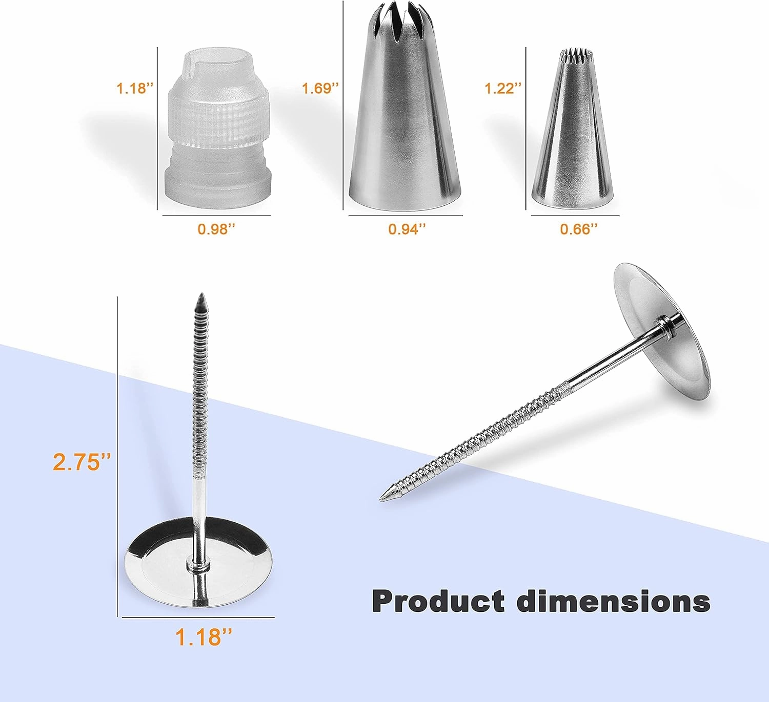 FIVETASCake Decorating kit for Beginners-52 Numbered Icing Tips with Pattern Chart,2 Flower Nails and 1 Coupler.Piping Tips Set with storage box.