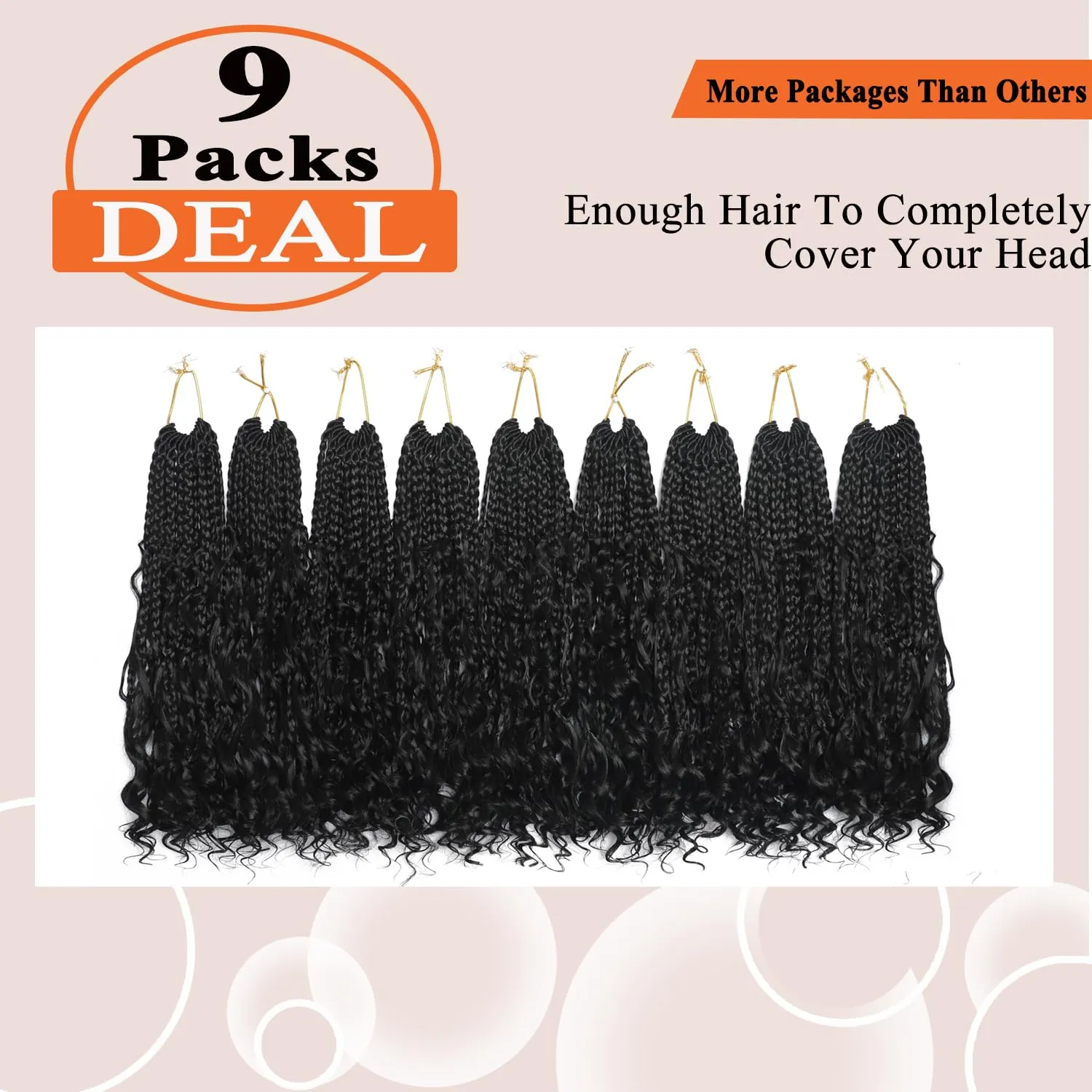 Flagship Goddess Box Braids Crochet Hair Pre looped,12 Inch 9 Packs Goddess Crochet Braids for Black Women Boho Crochet Box Braids with Curly Ends,Bohomian Pre looped Box Braids Crochet Hair-1B