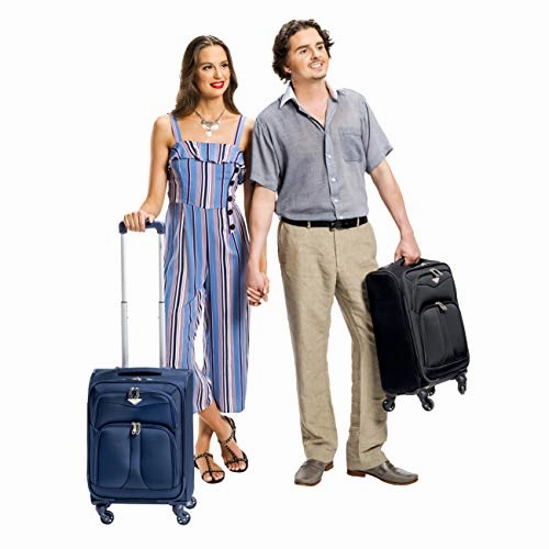 Flight Knight Lightweight 4 Wheel 800D Soft Case Suitcases Maximum Size for Virgin Atlantic, Delta Airlines Cabin Carry On Hand Luggage Approved for 67 Airlines Including easyJet, BA & Many More!