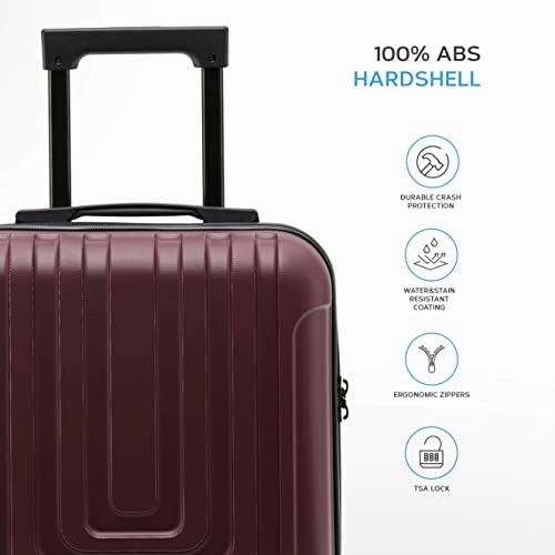Flight Knight Premium Hard Shell Lightweight Cabin Suitcase - 8 Spinner Wheels - Built-in TSA Lock & USB Port - Luggage Approved for Over 100 Airlines Including easyJet Underseat - 45x36x20cm