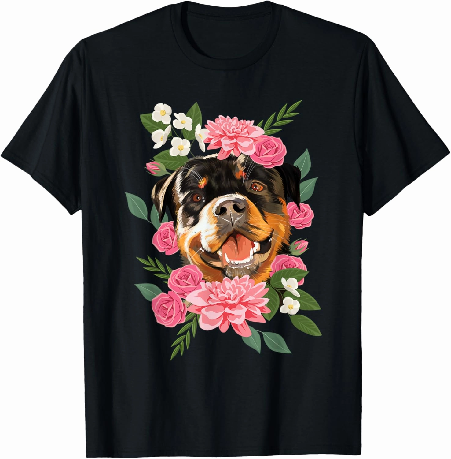 Floral Rottweiler - Animal Dog Breeder Puppy Trainer T-Shirt