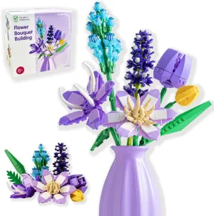 Flower Bouquet Building Set with Vase - Artificial Wildflower Botanical Collection Building Block, Plant Flower Kit, DIY Mini Micro Bricks Home Decor Gift for Birthday Mother's Day