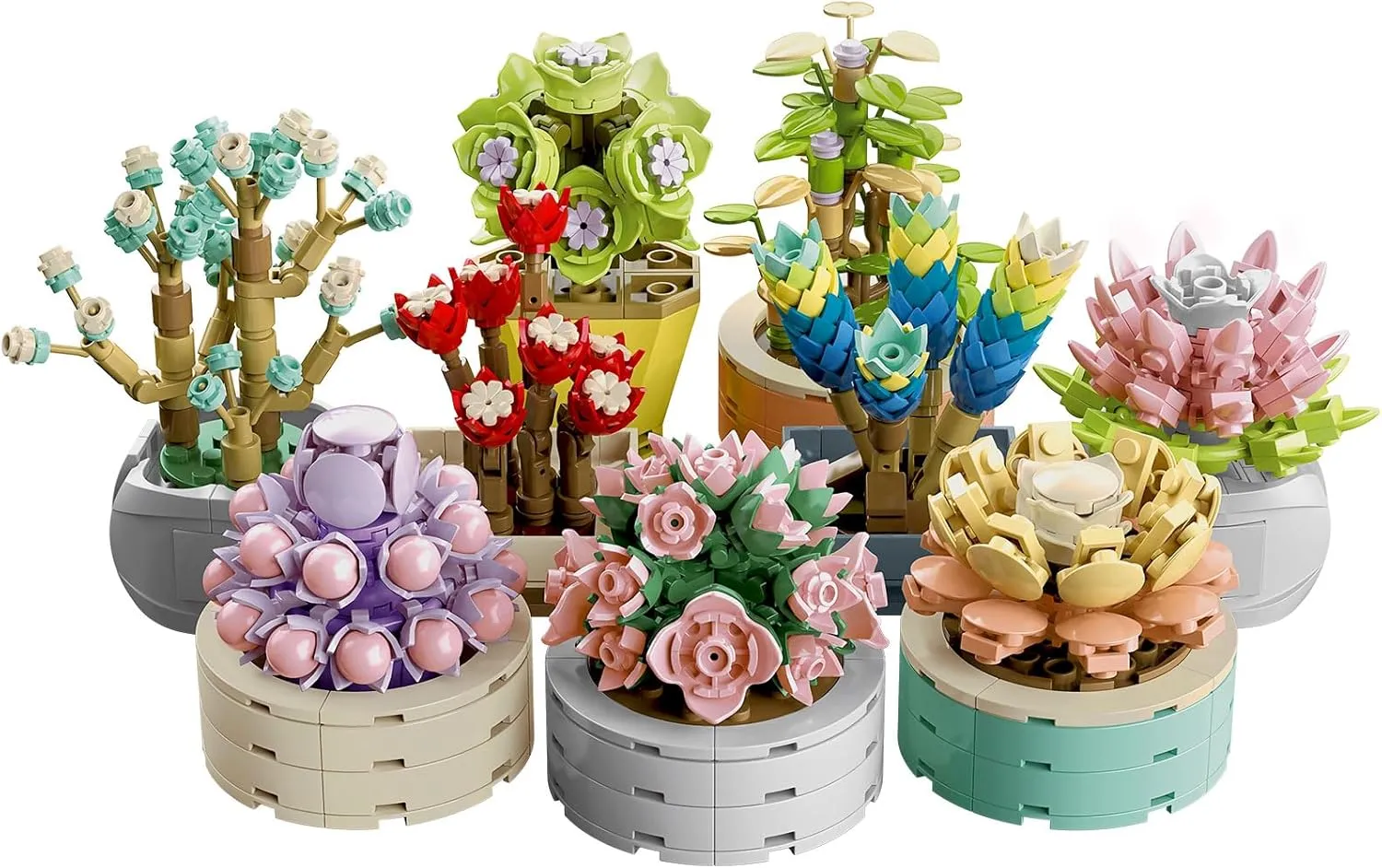 Flower Building Set for Adults Women Girls (750 Piece) - 9Pcs/Set Mini Succulents Plant Bonsai Model for Office Home Decor, Botanical Collection Building Toy, Gifts for Building Blocks Lover