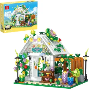 Flower House Building Set with Lights,Garden House Building Toy Kits Compatible with Legos,Creative Greenhouse Playset,Christmas Birthday Gift for Adults or Girls 8-12 Years(719PCS)