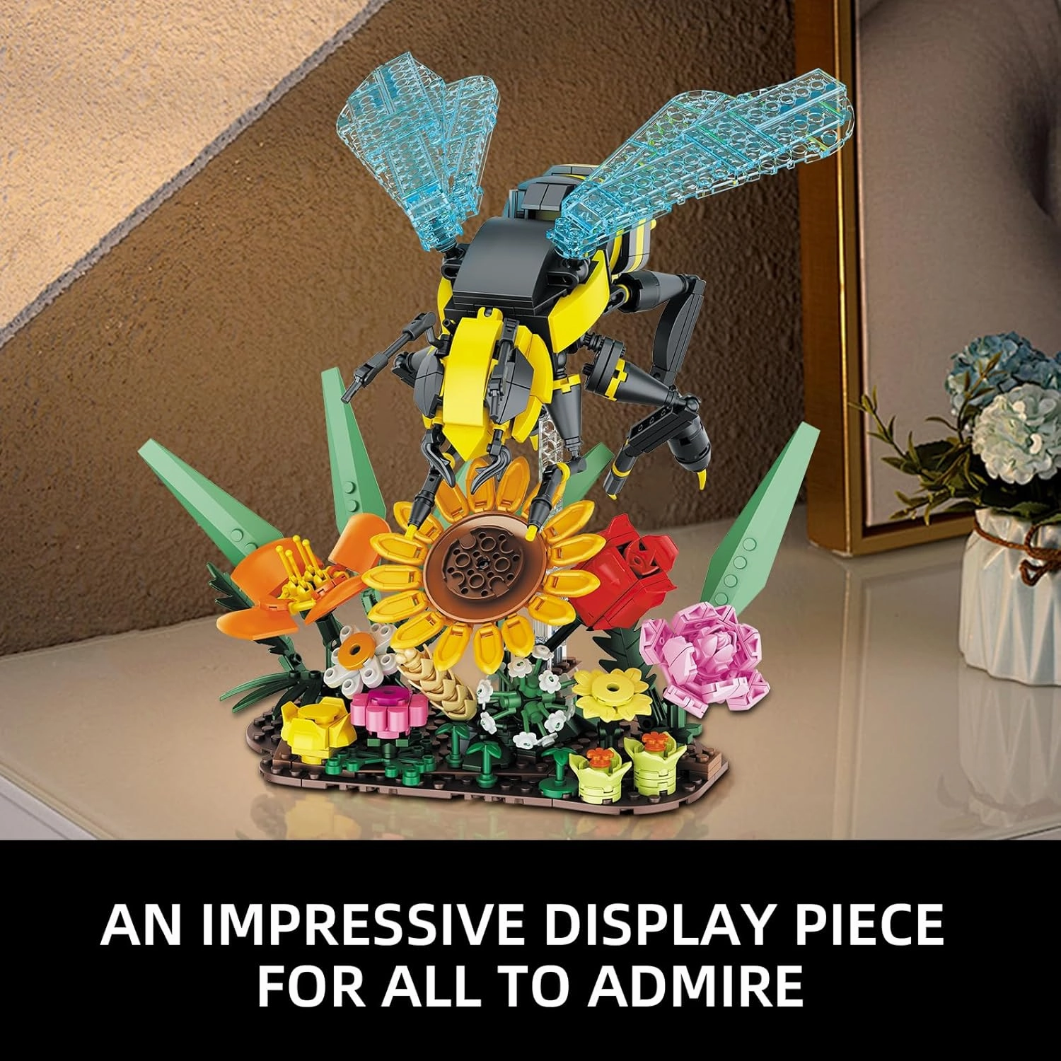 Flowers & Bee Insect Collection Animals Building Set, Insects and Sunflower Bouquet Plants for Nature Decor, Ideas Gift Bug Building Toy for Adults Boys Girls (750 PCS)