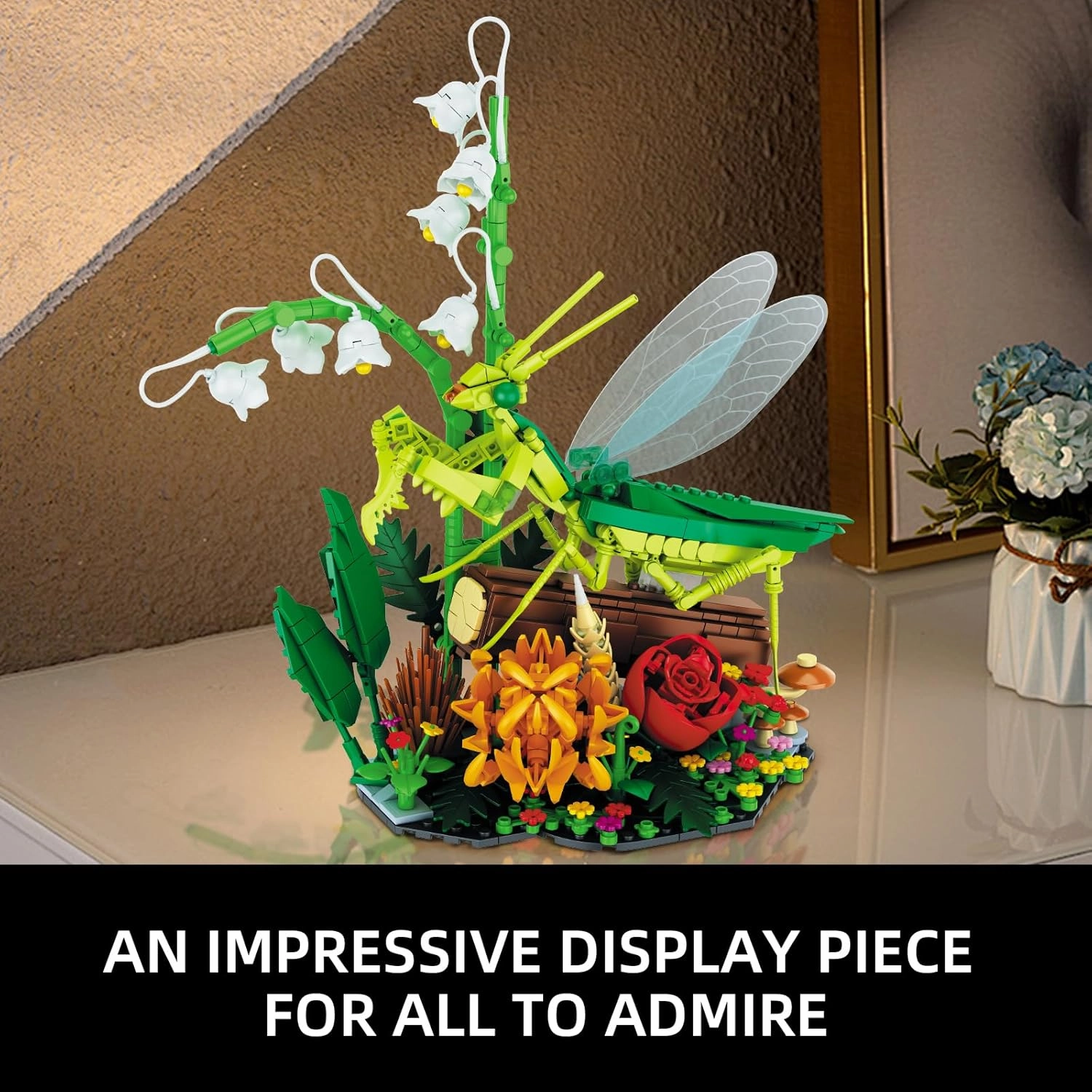 Flowers & Mantis Insect Collection Animals Building Set, Insects and Rose Plants for Nature Decor, Ideas Gift Bug Building Toy for Adults Boys Girls (753 PCS)